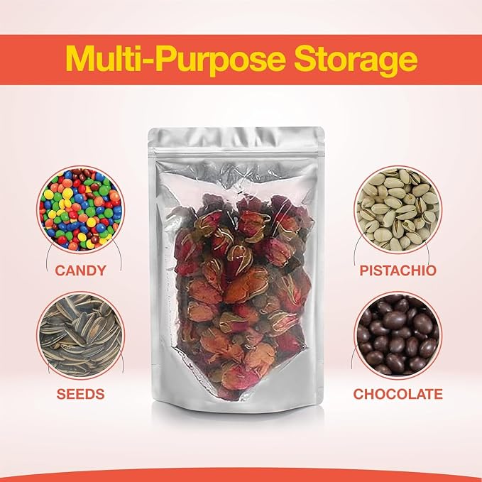 BELLE KR® 3x5 Small Mylar Bags for Freeze Dried Candy - Pack Of 200-4 Mil Thick - Clear Mylar Bags with See Through Window for Freeze Drying