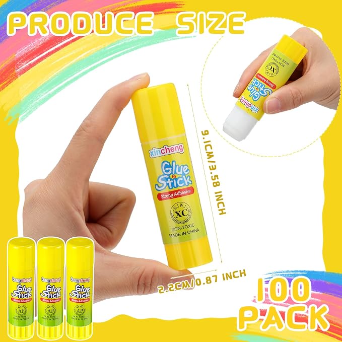0.53 oz White Glue Stick Washable Glue Stick for Crafts Home School Classroom Students Teachers Employees Scrapbooking Crafting Supplies (100 Pcs)