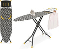 KINGBOARD Ironing Board Full Size with Metal Panel, Foldable Ironing Board with Iron Rest, 7 Height Adjustable, Heat Resistant Thick Padding Cover, Easy Storage Heavy Duty Iron Board,15x48, Black