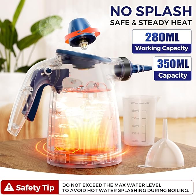 Handheld Steam Cleaner, 230°F Pressurized Steamer with No Water Spitting & Continuous Steam, 350ML Chemical-Free Deep Cleaning for Grease & Grime, 12 Accessories for Grout, Bathroom, Kitchen & Car
