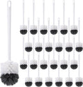 Reallnaive 24 Pack Toilet Brush Bulk, Commercial Heavy Duty Professional Toilet Bowl Cleaning Brush for Bathroom, Restroom Maintenance Cleaning Supplies (White)