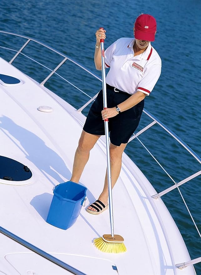 Shurhold Classic Deck Brush – Boat Cleaning Brush with Wood Block, Rubber Bumper & Durable Bristle Design