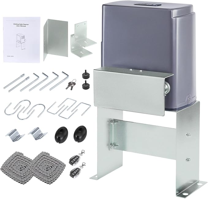 CO-Z Automatic Gate Opener with Safety Sensor, 280W Sliding Door Opener & Closer Kit for 1400lb Doors, Smart Driveway Sliding Gate Opener with 20ft Driven Chain, Electric Gate Operator Set for Home