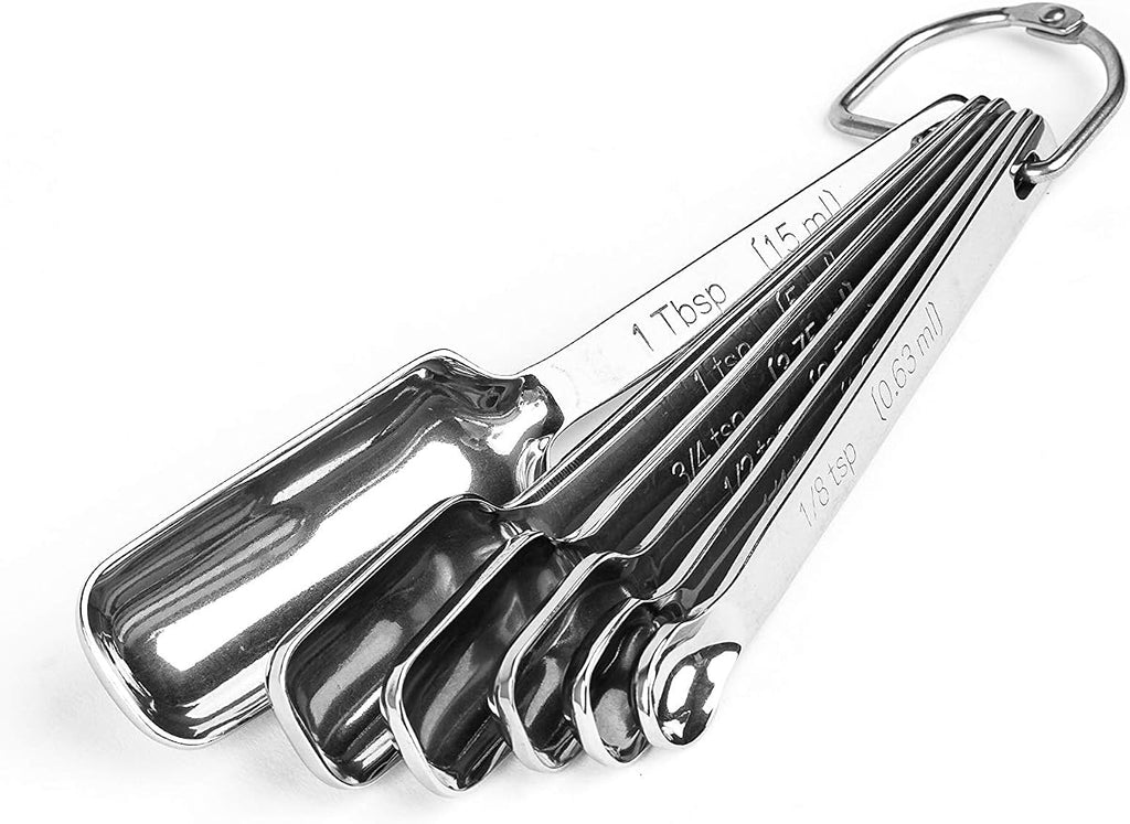 Measuring Cups and Spoons Set by Taza Kitchenware - 13 Piece Stainless Steel Metal Durable Stackable Compact Easy Scoop Cups and Spoons