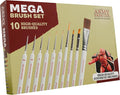 The Army Painter Mega Brush Set, Black, Synthetic, 10 Wargamers Miniature Paint Brushes - 3 for Layering, 2 for Drybrushing, 3 for Detailing & 2 for Large Models