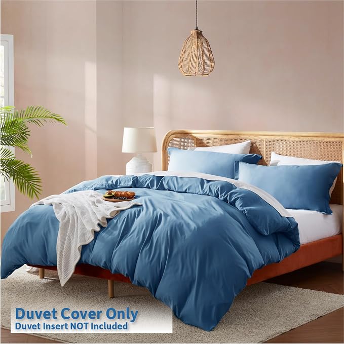 Nestl Blue Heaven Duvet Cover Full Size - Soft Double Brushed Full Size Duvet Cover Set, 3 Piece, with Button Closure, 1 Duvet Cover 80x90 inches and 2 Pillow Shams