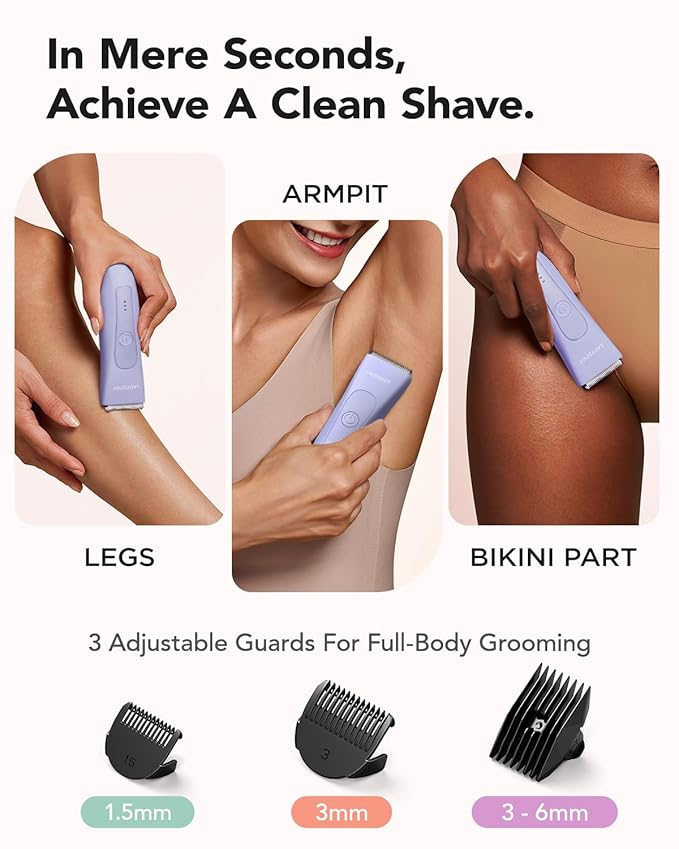 MANSPOT LADYSPOT™ Hair Finishing Trimmers for Women, with 3 Guard and Replaceable Hypoallergenic Ceramic Blade Heads, Womens Hair Shaver Kit Sets (Women-Purple-Version)
