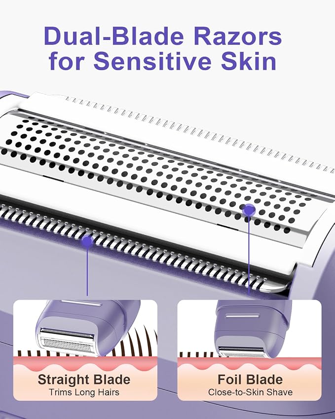 Electric Shaver for Women Waterproof Mini Electric Razors for Women - Cordless Foil Shaver for Hair Removal, Legs, Face, Body, Bikini,Sensitive Skin, Razor for Teen Girls (Purple, Premium)