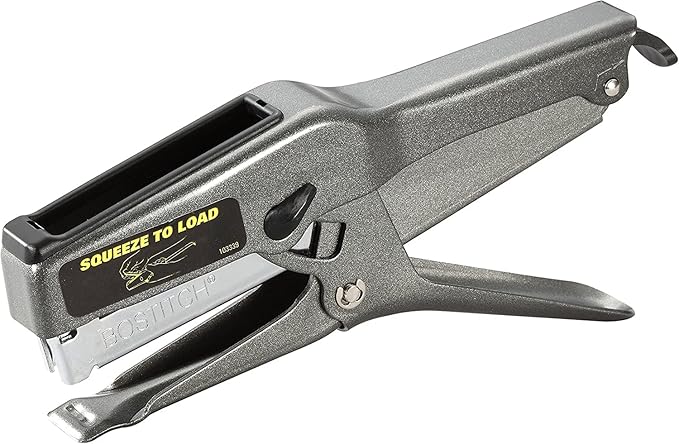 Bostitch Office B8 Plier Heavy Duty Stapler with 1250 1/4" Staples - Full Strip Metal Bostitch Stapler for Cardboard, Paper and Fabric (45 Sheet Capacity)