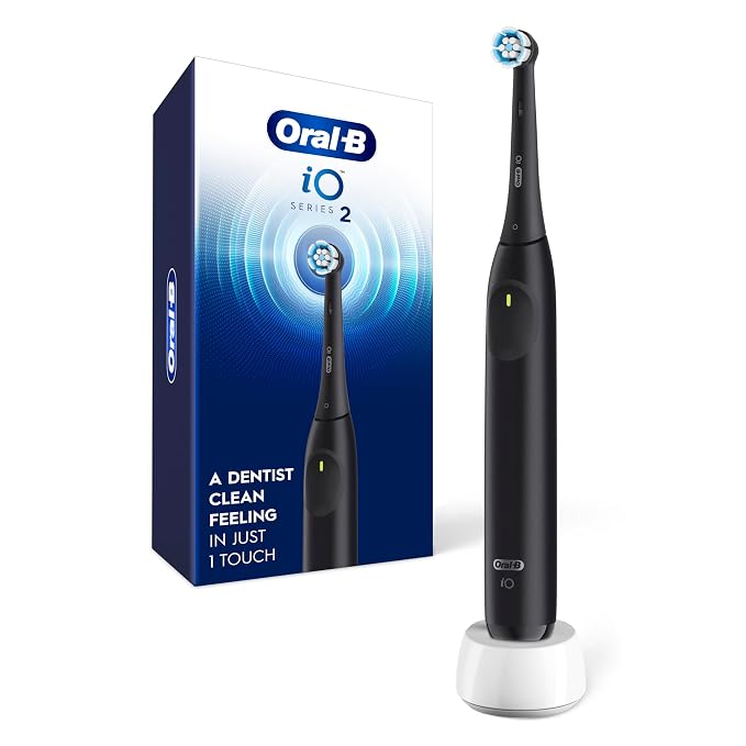 Oral-B Rechargeable Electric Toothbrush, iO2, 3 Cleaning Modes, Automatic Pressure Sensor to Protect Gums, Night Black