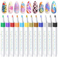 SAVILAND Nail Art Pens Set: 12 Summer Colors Nail Polish Pens for Nail Art, 10s Quick-Dry Waterproof Nail Art Pens with Fine Tips for Painting Nails, DIY Home Salon Manicure Beginners