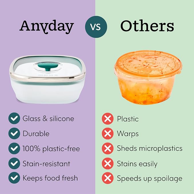 Anyday 2 Pack 2.5 Cup Microwavable Glass Lunch Containers (Black Sesame) | Glass Lids, Microwave Safe Lunch Bowls, Work, Food Storage, Bento Box Meal Prep Container