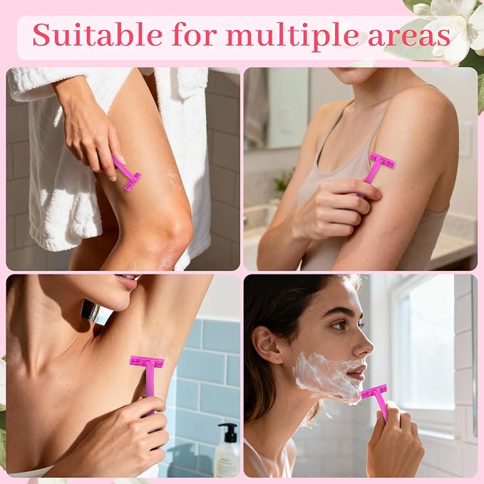 Womens Shaving Cream Bulk Travel and Women's Disposable Razors Individually Wrapped,0.53oz Shave Gel for Women, Care Dry Skin Womens Shave Gel Disposable Razors Women for Travel Guests Homeless（30Set）