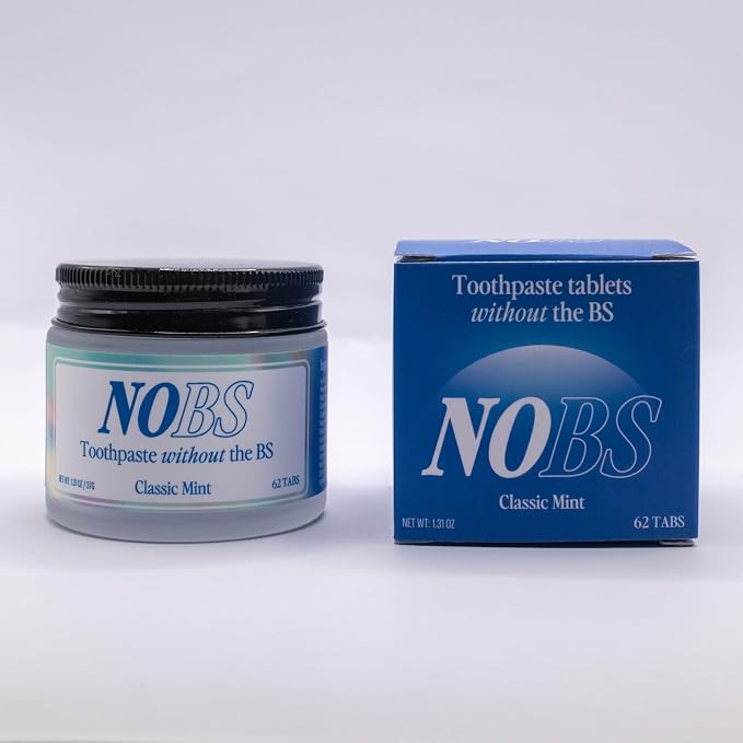 NOBS (No Bad Stuff) Toothpaste Tablets - Nano Hydroxyapatite, Fluoride & Plastic Free, Eco & Travel Friendly - Remineralize with NHA (1 Month) (Pack of 3)