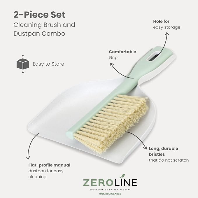 Vigar - Hand Sweeping Set - Includes Brush and Dustpan - ‎19 x 4 x 25.5 cm - ZeroLine - 100% Recyclable Materials - Coupling System - in Grey