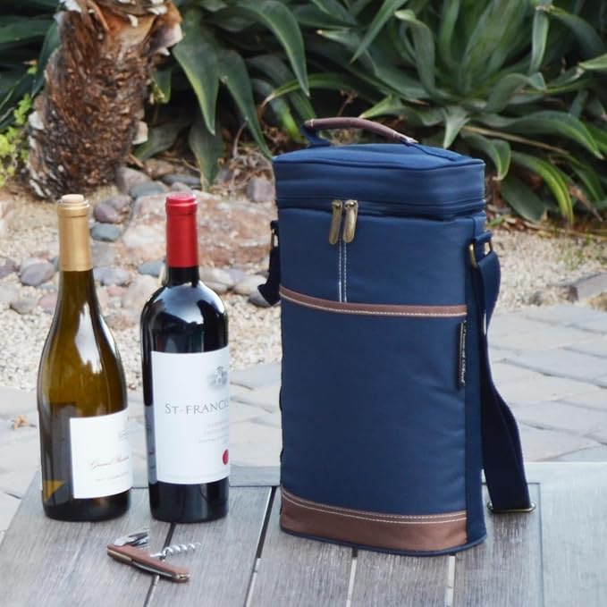 Picnic at Ascot Clemson Licensed Insulated 2 Bottle Travel Wine Tote with Corkscrew & Shoulder Strap -Designed & Assembled in the USA