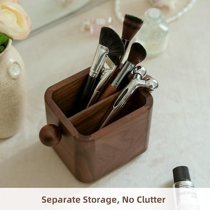 Solid Wood Makeup Brush Holder,Wood Remote Control Holder