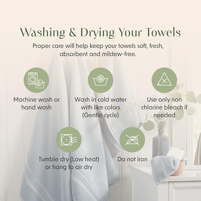 Luxury Bamboo Rayon Oversized Bath Towel Set | 2-Pack | Soft | Blue Fog | 35% Bamboo Rayon - 65% Zero Twist Cotton | Absorbent Quick-Dry Towels for Bathroom | Ultra Soft | OEKO-TEX Standard 100