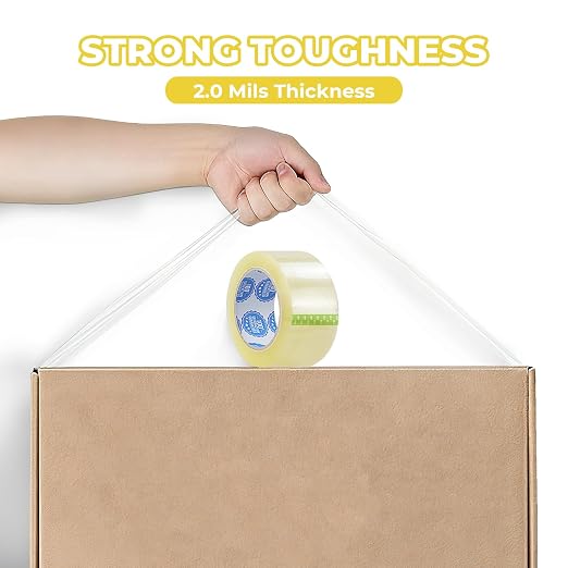 3-Inch Clear Packing Tape 24 Rolls (55 Yards, 2.0 Mil) | Industrial Heavy-Duty Sealing Tape for Warehouse, Fulfillment, Pallets & Shipping | Ultra Strong Adhesion | Fits 3-Inch Tape Dispensers