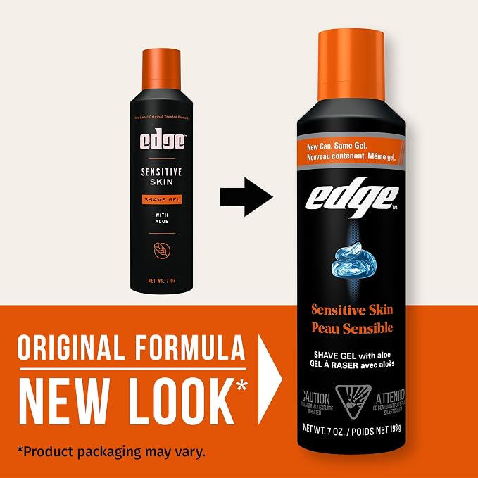 Edge Shaving Gel for Men, Sensitive Skin with Aloe, 6 Pack, Moisturizes, Protects, Soothes, Reduces Skin Irritation