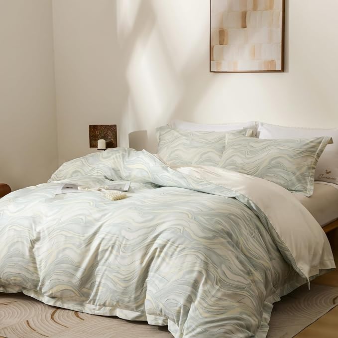 OAITE Duvet Cover Set Twin Size Floral Pattern Ultra Soft 100% Cotton Duvet Cover Sets 3-PC, Breathable Duvet Cover with Zipper Closure & Corner Ties