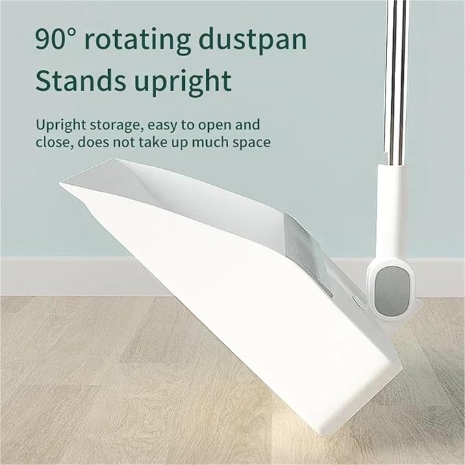 2PCS/Set Broom and Scoop Set Folding Dustpan High-end Bathroom Water Wiper to Sweep Brush Garbage Squeegee Home Cleaning for Home Kitchen Shop(White-2PCS)