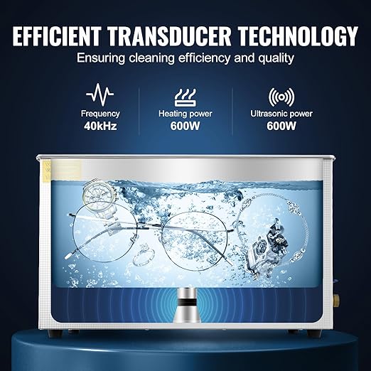 VEVOR Ultrasonic Professional Cleaner, 30 L Ultrasound Jewelry Cleaner with Digital Timer & Heater, Stainless Steel Industrial Sonic Cleaner 40kHz for Glasses, Watches, Rings, Small Parts