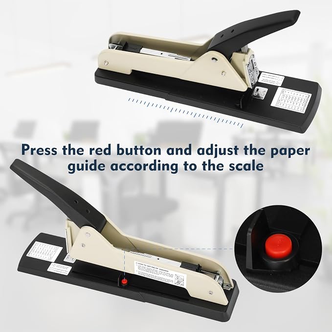 Heavy Duty Long Reach Stapler, 7000 Staples in Various Sizes with 30-200 Sheet Capacity,Long Arm Stapler,9.84”Adjustable Stapling Depth for Booklets & Office Document, Fixable Paper Guide