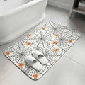 Halloween Bathroom Rugs Non Slip Washable Bath Mat Absorbent Low Pile Front Door Mat Black Net Classic Spiders Gingham Orange Indoor Doormat for Kitchen Entryway Shower Decor Accessories 19.7"x31.5"