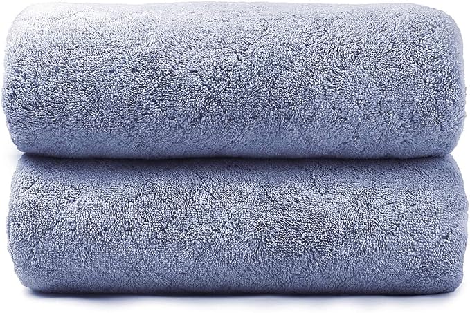 JML Microfiber Bath Towels, Ultra Soft, Super Absorbent, Fast Drying, No Fading, Large Body Towel Set for Shower, Gym, Sauna, Sport, Travel, Fitness, SPA,Yoga (Coral Fleece Blue, 30 in x 60 in)