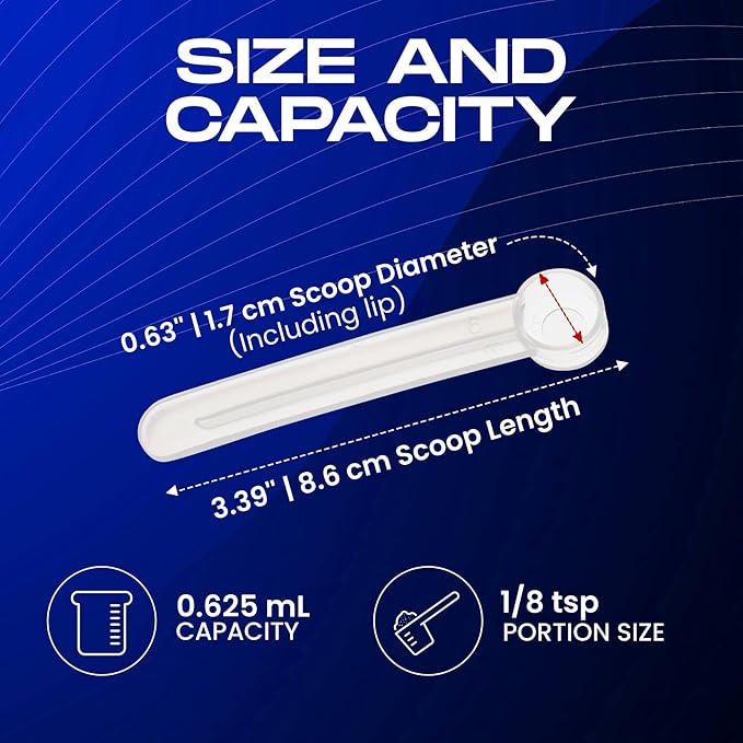 1/8 teaspoon scoop (1/8 teaspoon measuring spoon) plastic | FitPowders (25, Clear)