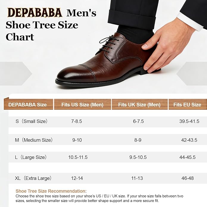 Cedar Shoe Trees for Men, Wood, Single Tube, 6 Pack, Sizes 7-14 | Red Cedar Wood Construction, Men's Sizes 7-14, Single-Tube Design for Sneakers, Boots, Workwear, and Everyday Shoe Care