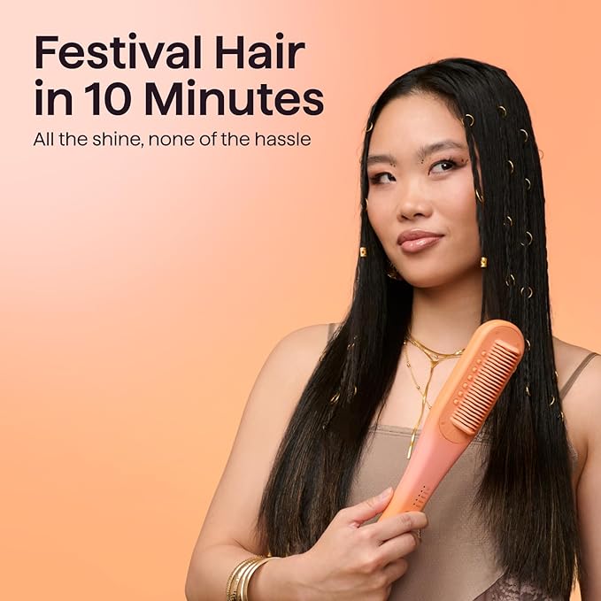Wavytalk Spotlight Sleek Steamline Pro Festival Bundle, Steam Hair Straightener Brush 3 in 1, Steam Reduces Damage, Nourishes Hair, and Expedites Straightening