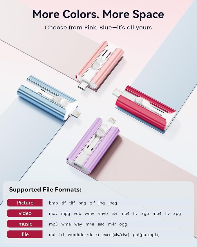 MFi Certified Flash Drive 256GB for iPhone Thumb Drive USB Memory Stick | iPhone Flash Drive Photo Stick for Photos, High Speed External Storage Jump Drive for iPhone/iPad/Android/PC(Brilliant Red)