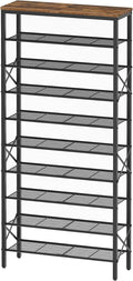 YATINEY 10 Tier Shoe Rack, Large Capacity Shoe Storage Organizer Holds 40 Pairs, Sturdy and Stable, for Entryway, Hallway, Closet, Dorm Room, Rustic Brown SS10BR