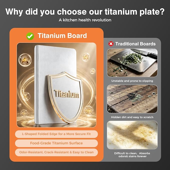 Titanium Cutting Boards for Kitchen, Pure Titanium Cutting Board, Non-Slip Chopping & Kneading Board, Dishwasher Safe Cutting Board for Meat, Fruits, Vegetables & Baking, With cutting Mat,"24 x 16"