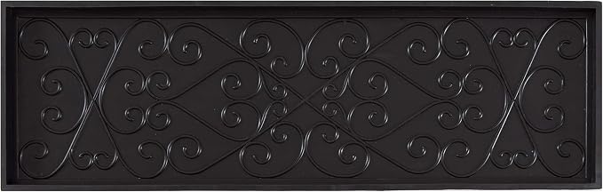 Anji Mountain AMB0BT4F-001 Black Rubber Boot/Shoe Tray with Coir, Fits 4 Pair (46.5" Wide), Tan Insert