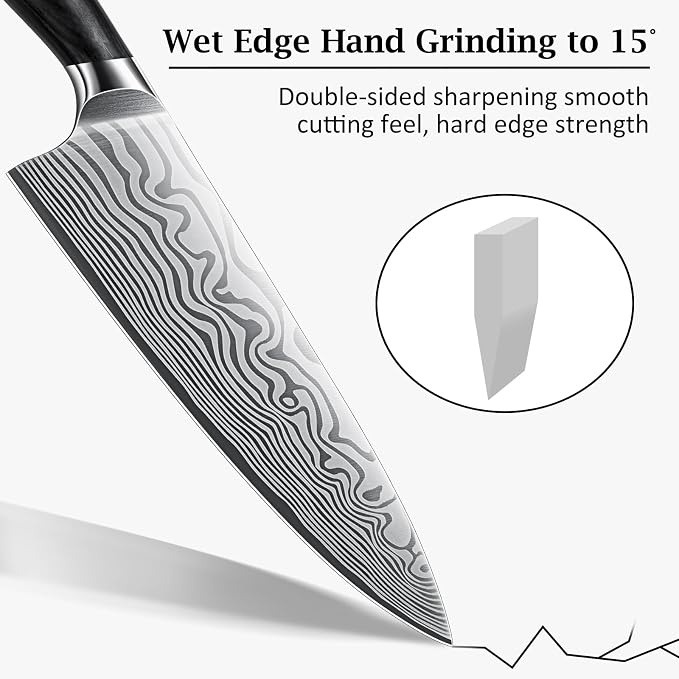 HOSHANHO 8" Chef Knife, Ultra Sharp High Carbon Powder Steel Kitchen Knife | Japanese Chef's Knife with Ergonomic Pakkawood Handle, Professional Kitchen Gadgets Cooking Knife for Chopping and Cutting