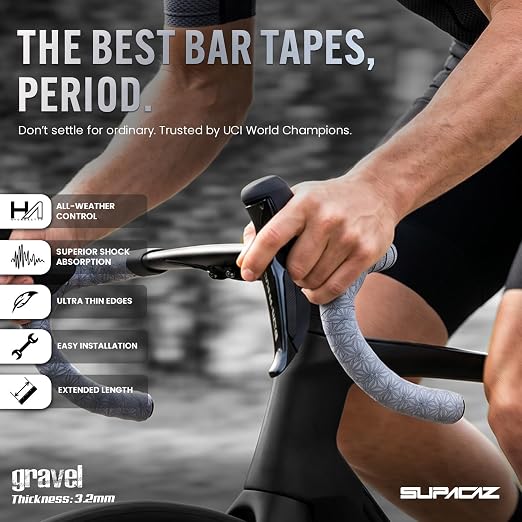 Supacaz Super Sticky Kush Gravel Bar Tape - Cycling Road Bike Handlebar Grip Tape Wrap (Gunmetal)