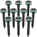 Mole Repellent Solar Powered 10 Pack Square Design – Outdoor Waterproof Pest Deterrent for Yard & Garden, Repels Mole, Gopher, Vole, Snake & Groundhog, Pet Friendly Sonic Burrowing Control