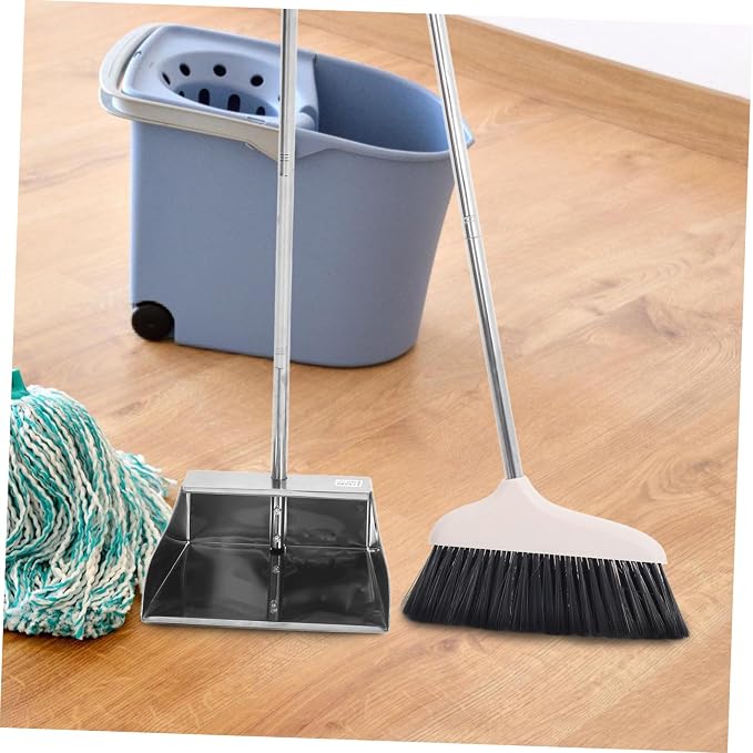 COLLBATH 1set Broom and Dustpan Kit Long Handle Lightweight Floor Cleaning Tools for Home and Office No Bend Design for Efficient Sweeping and Dust Collection