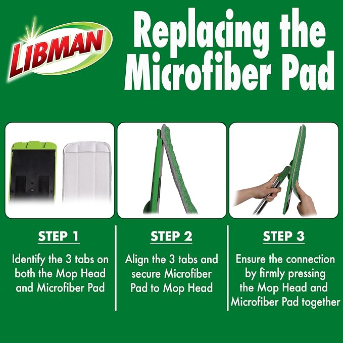 Libman Rinse 'n Wring Mop and Bucket System Refills | Microfiber Floor Mop | Hardwood Floor Cleaner | Wet & Dry Mop | 6 Total Microfiber Refill Pads