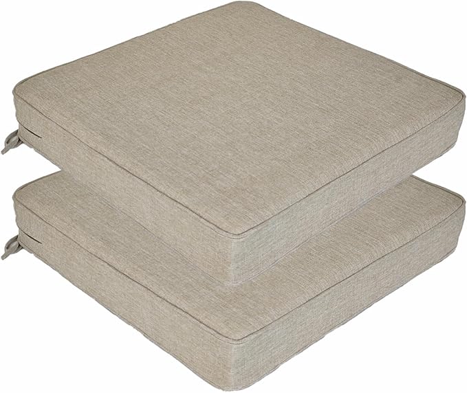 JMGBird Outdoor Chair Cushions Set of 2, Water Resistant Seat Cushions 19 x 19 Inch with Ties, Outdoor Cushions for Patio Furniture