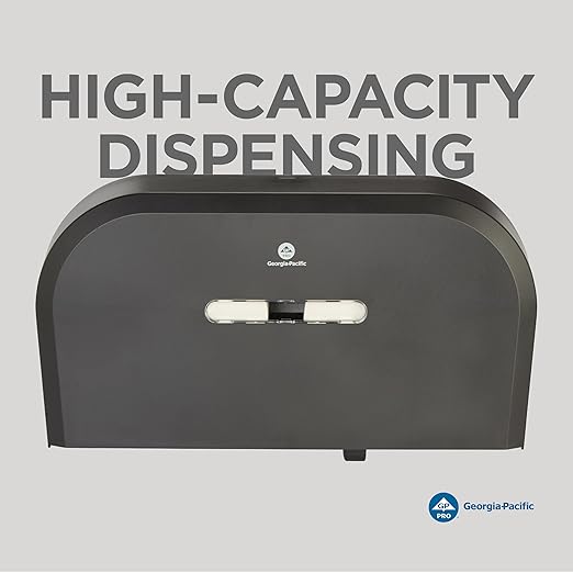 Georgia-Pacific Two-Roll Jumbo Jr. Toilet Paper Dispenser by GP PRO, Black, 59210, 22.1"W x 4.8"D x 12.1" H