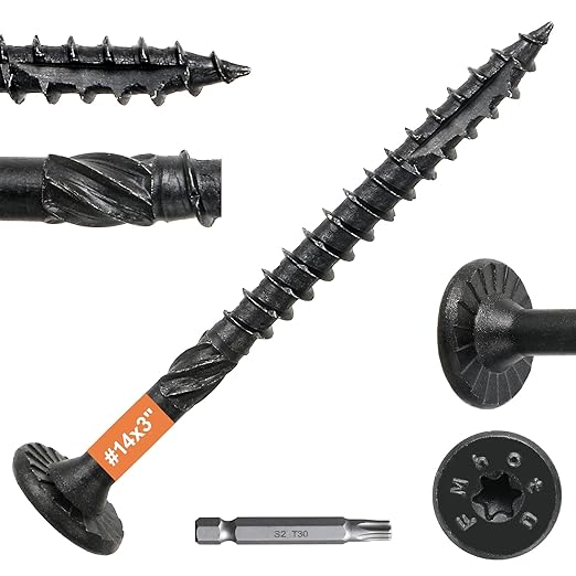 #14 x 3 Wood Structural Lag Screws | 300Pcs Star Drive Decking Wood Screws, Rust Resistant Timber Screws for Timber/Log/Landscaping Wood