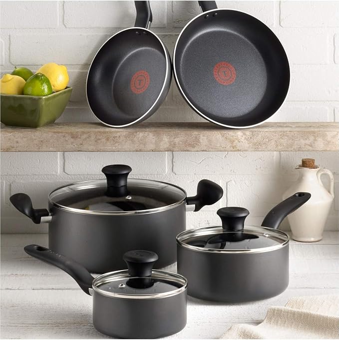 T-fal FBA_A821SI64 Initiatives Nonstick Inside and Out, 18-Piece, Black
