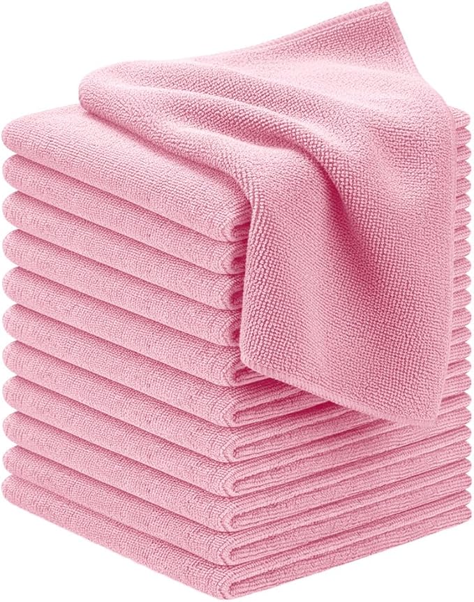 Avalon Towels Microfiber Cleaning Cloths (Value Pack of 12) - Size 12 x 12 Inches, Highly Absorbent Cleaning Rags, Lint Free, Reusable and Washable, Microfiber Towels for Cars