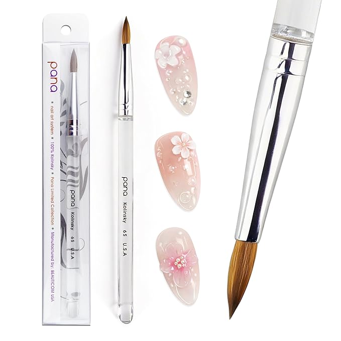 pana Finest Kolinsky 100% Pure Kolinsky Acrylic Nail Brushes (Round Shape) (Size # 6)