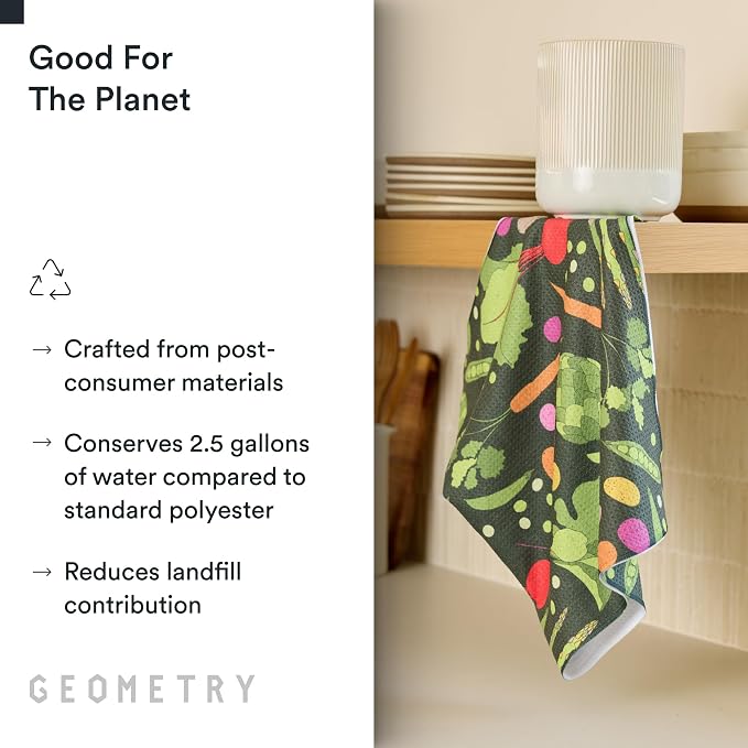 GEOMETRY Kitchen Tea Towels - Quick Dry Microfiber Dish Towels for Kitchen Spring Sprout, 18" x 30" 1 Pack