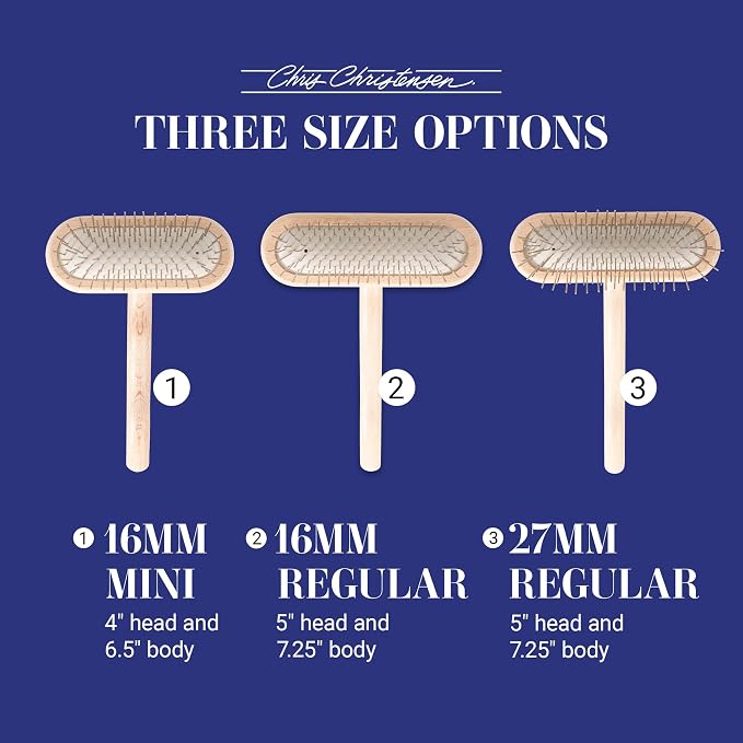 Chris Christensen Mini Grooming Brush - Comfortable High-Grade Stainless-Steel Rounded and Polished Pins - Removes Long & Loose Hair from Dogs & Cats